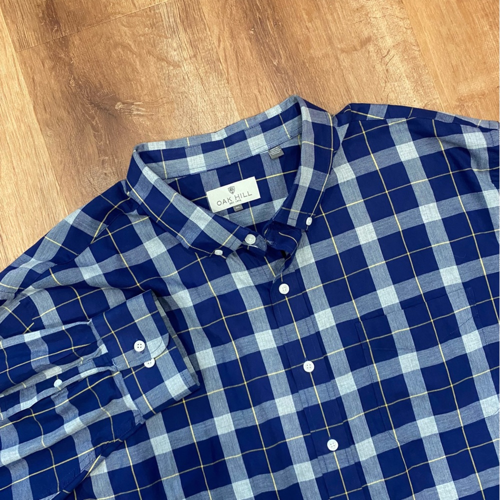 Oak Hill Oxford Button Down Men's Shirt Blue Plaid